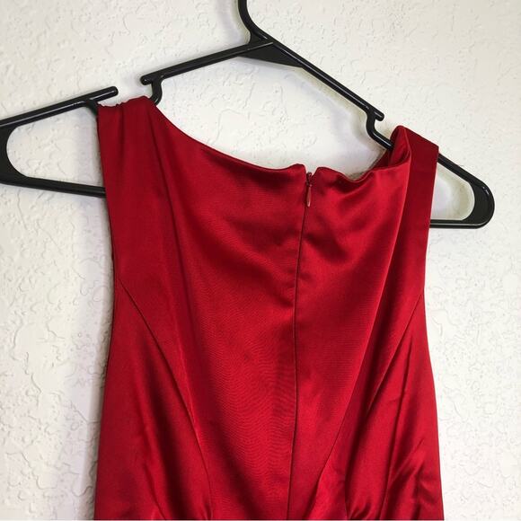 Cache red sleeveless ruched satin sheath dress size 2 NWT romantic cocktail - Picture 16 of 16